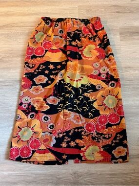 Vintage Handmade Psychedelic Midi to Maxi Skirt 70’s Cotton size S M